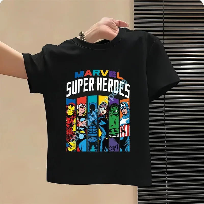 T-shirt per bambini Avengers Super Heroes con ritratti - Nera