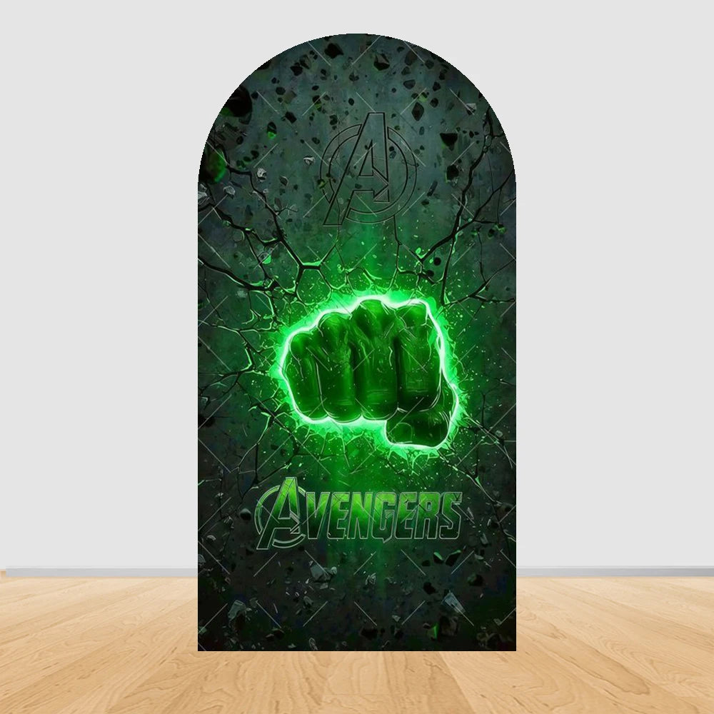 Fondale per arco da festa Avengers Hulk - Pugno al neon verde