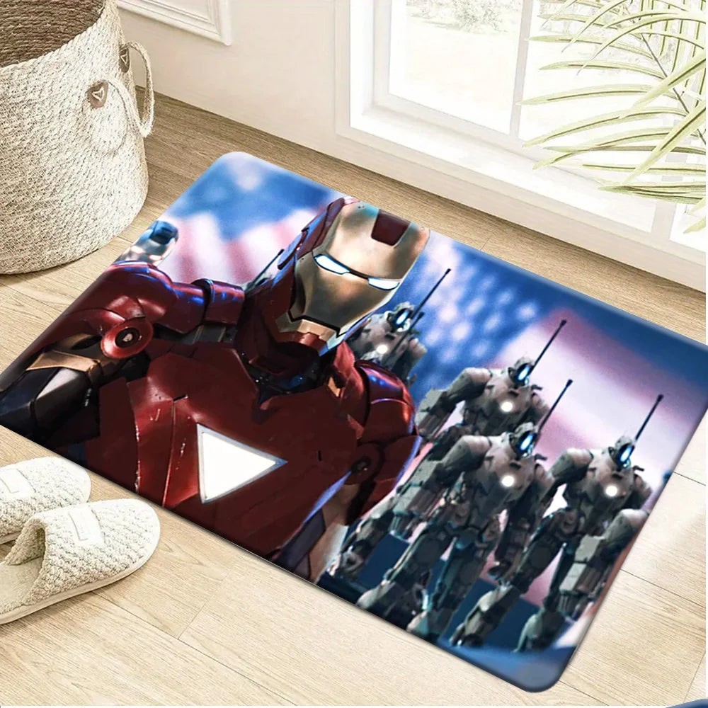 Tappeto Marvel Avengers - Design squadra in marcia rosso e blu
