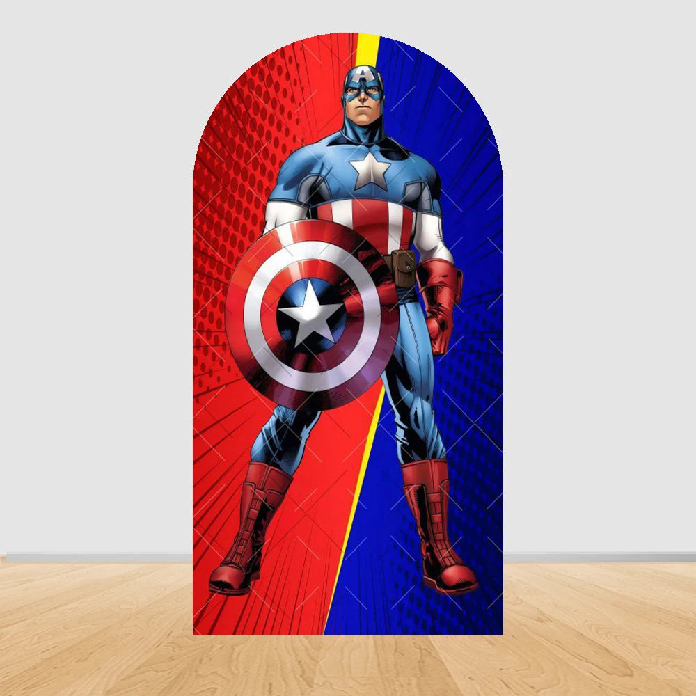 Fondale per arco da festa Avengers Captain America - Fumetto diagonale rosso e blu