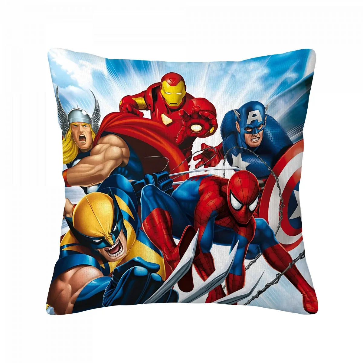 Fodera per cuscino gruppo Avengers - Fumetto d'azione con cinque eroi