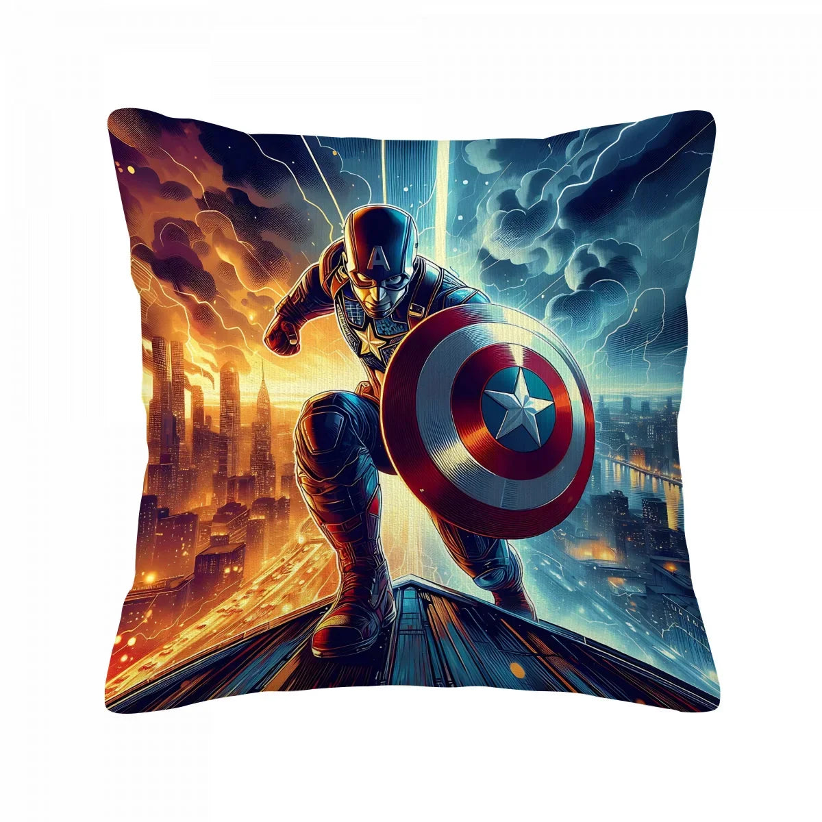 Fodera per cuscino Captain America - Città, fuoco e tempesta