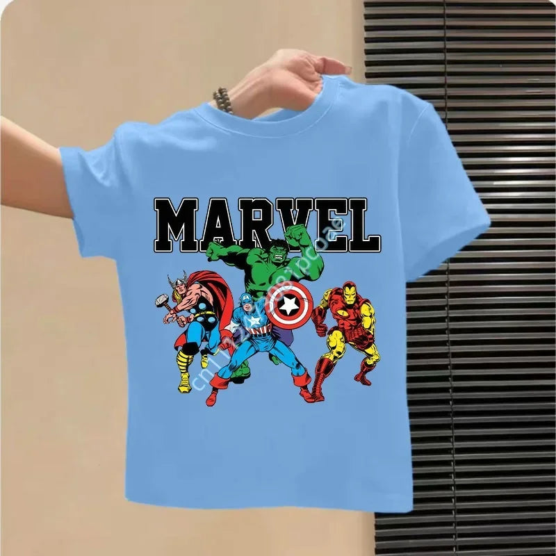 T-shirt per bambini Avengers Gruppo Retro Comics - Azzurro cielo