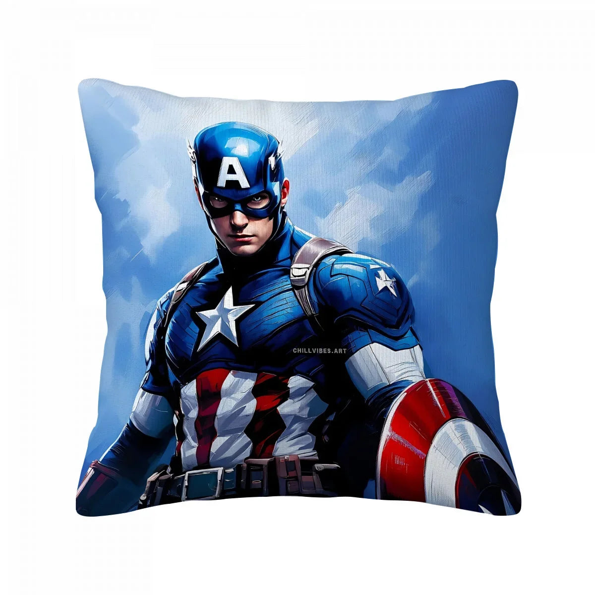 Fodera per cuscino Captain America - Illustrazione con sfondo di cielo blu