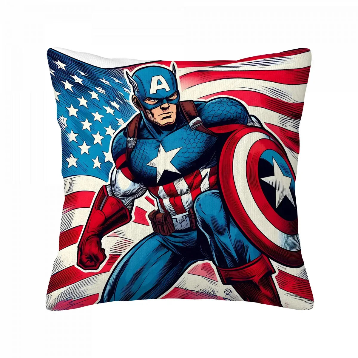 Fodera per cuscino Captain America - Comic pop art con bandiera