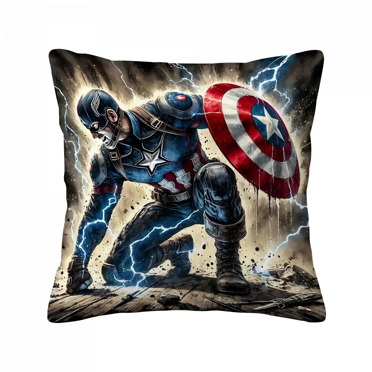 Fodera per cuscino Captain America - In ginocchio tra i fulmini