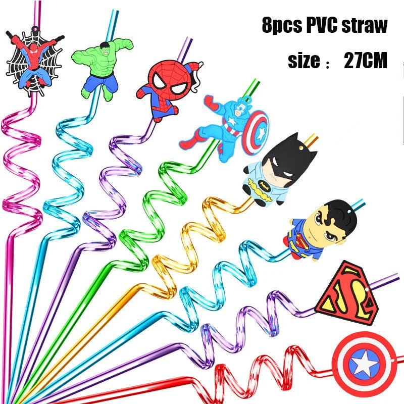 Decorazioni per compleanno Avengers - Cannucce in PVC x8
