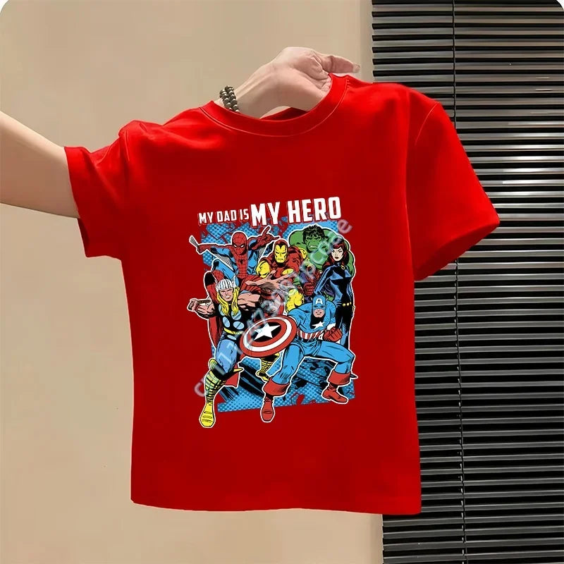 T-shirt per bambini Avengers My Dad Is My Hero - Rossa