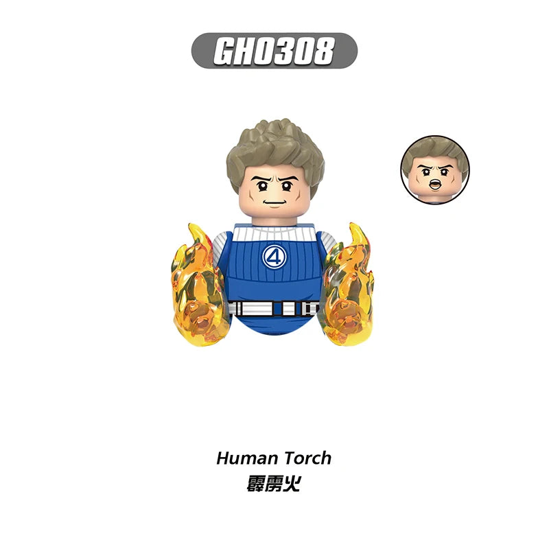 Action figure di Human Torch - Fantastic Four con fiamme