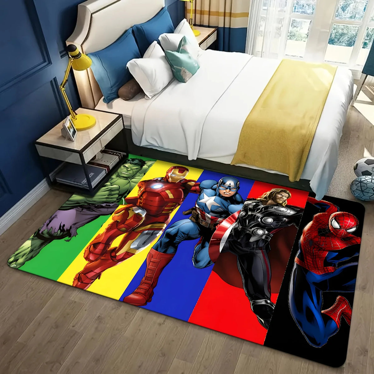 Tappeto Avengers gruppo di eroi - Bande colorate