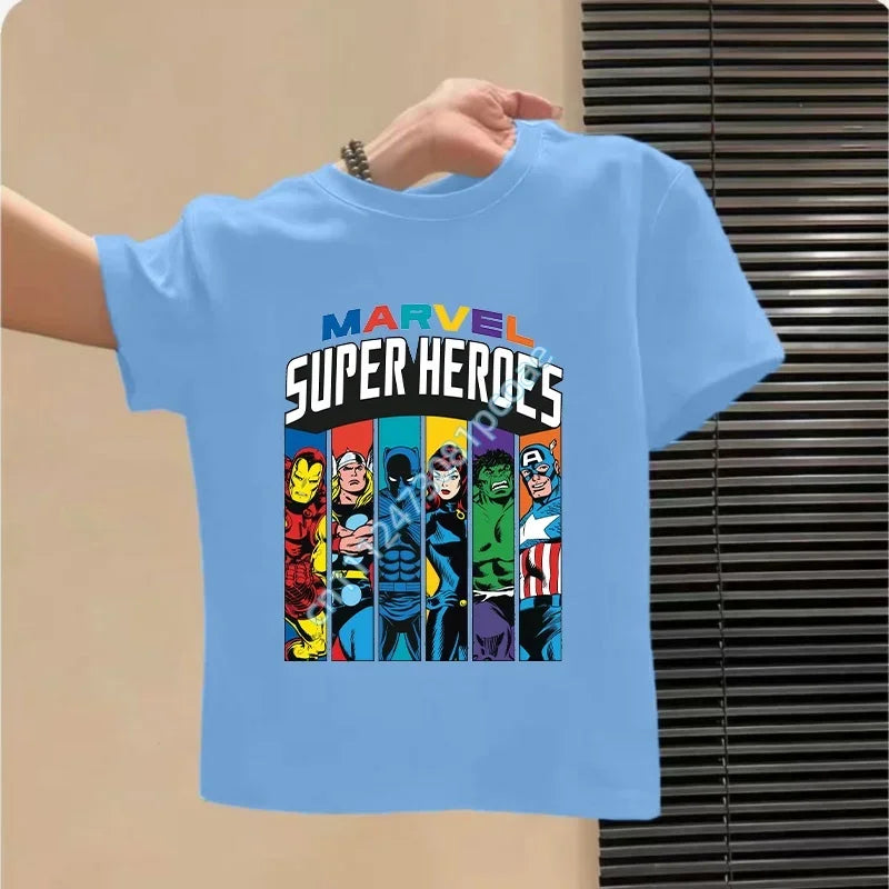 T-shirt per bambini Avengers Super Heroes con ritratti - Azzurro cielo