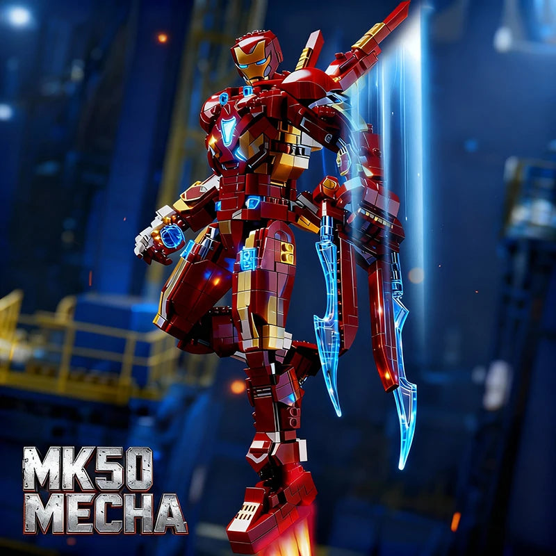 Set di blocchi da costruzione Iron Man MK50 Mecha - Lame energetiche, oltre 1500 pezzi