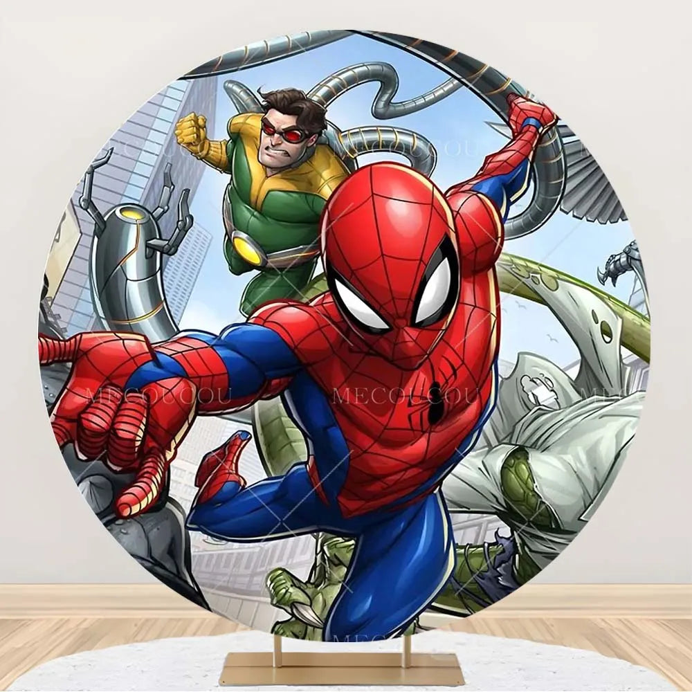 Fondale rotondo Avengers - Decorazione per compleanno con gruppo di eroi