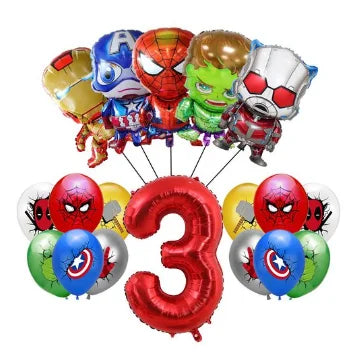 Decorazione di compleanno Avengers - Palloncino a forma di numero 3