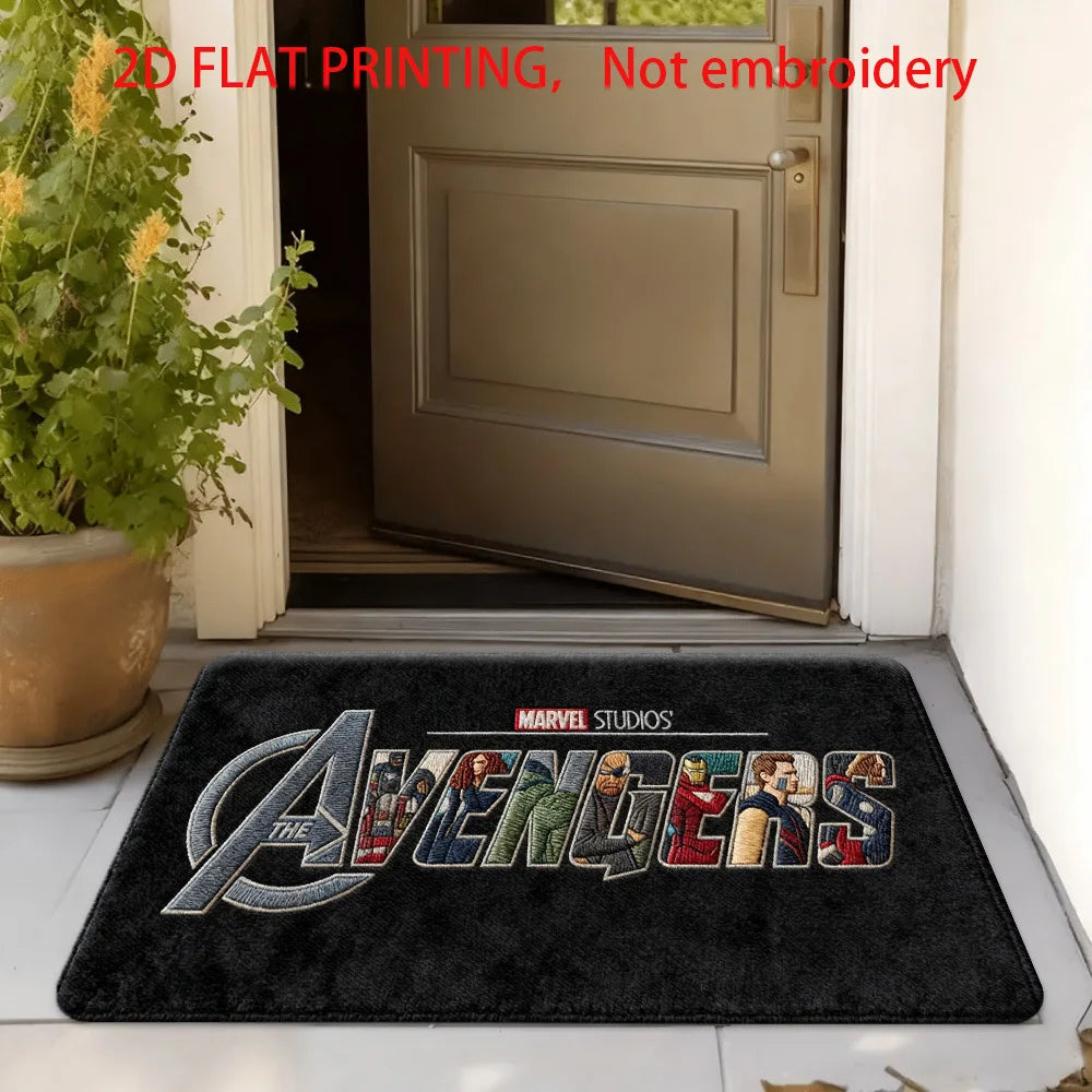 Tappeto Marvel Avengers - Design squadra in marcia rosso e blu