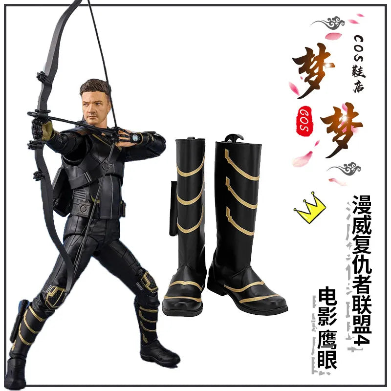 Stivali cosplay fantasy - Pelle nera e dorata con motivo a zigzag (Uomo)