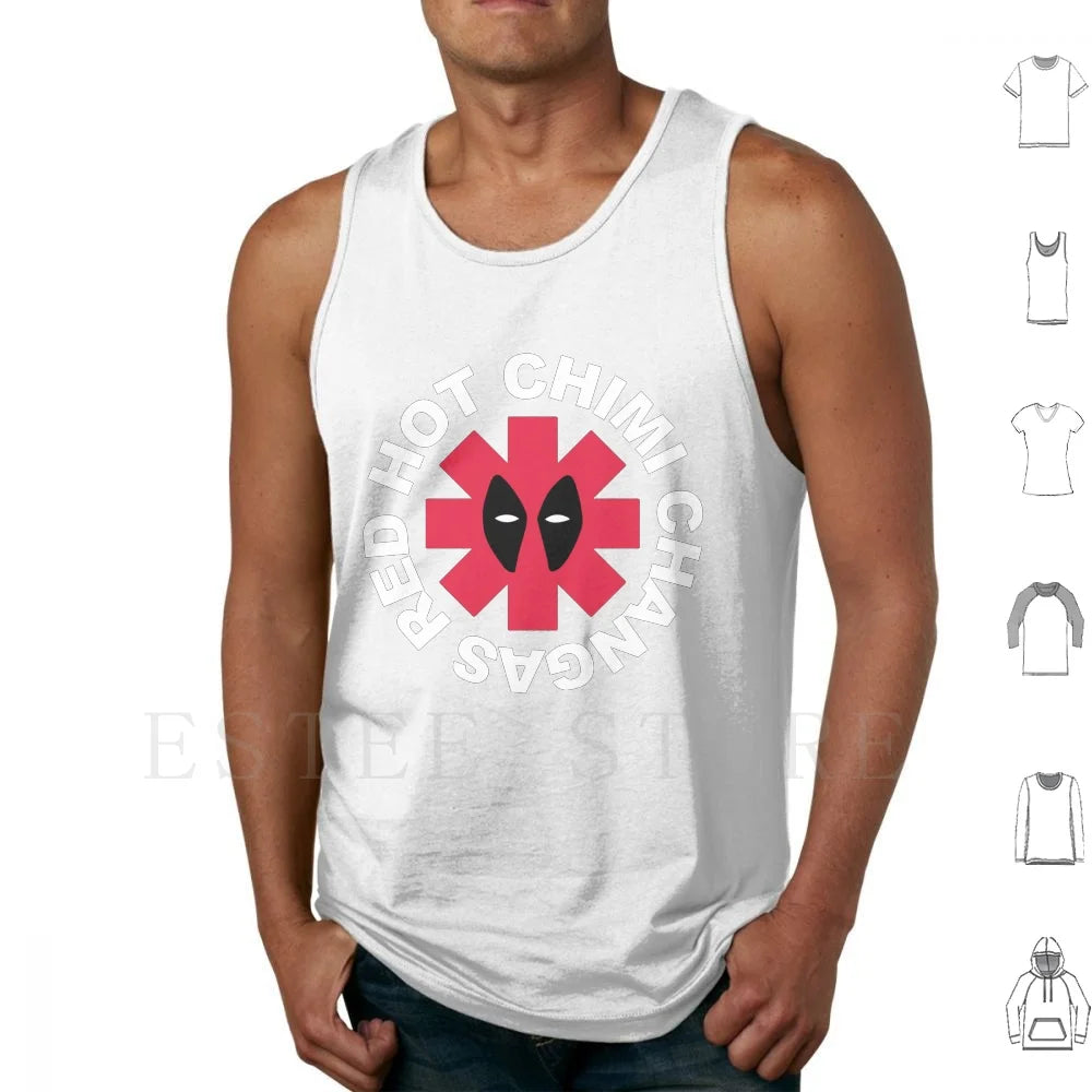 Camiseta sin mangas Parodia Deadpool Red Hot Chimi Changas - Gris