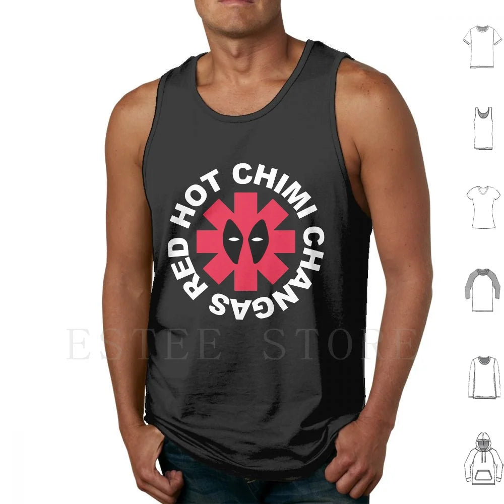 Camiseta sin mangas Parodia Deadpool Red Hot Chimi Changas - Gris