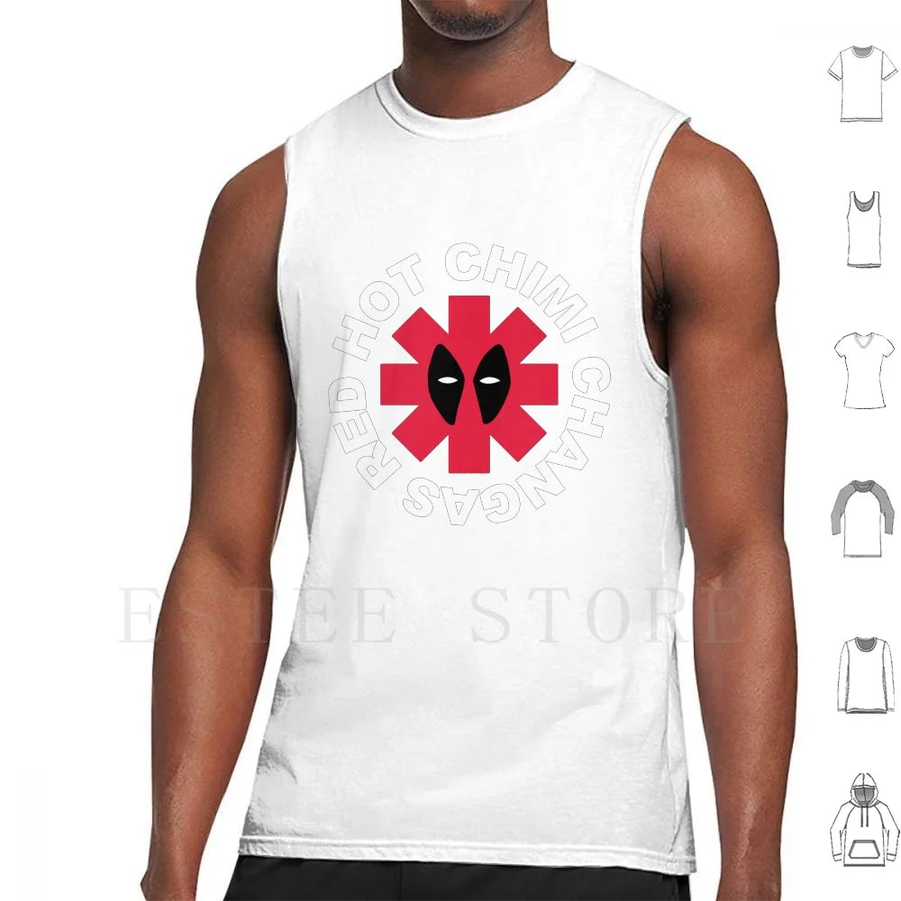 Camiseta sin mangas Parodia Deadpool Red Hot Chimi Changas - Gris