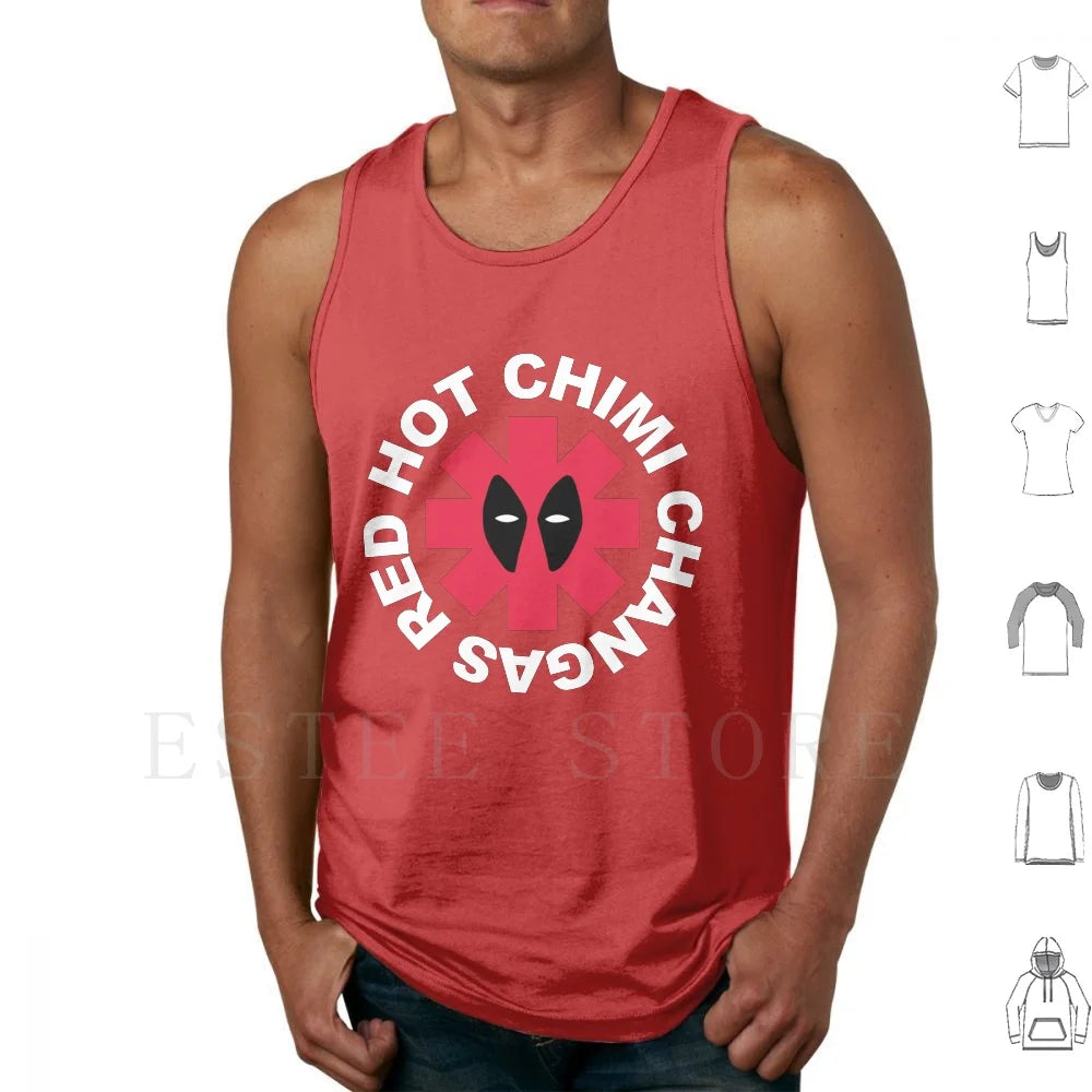 Camiseta sin mangas Parodia Deadpool Red Hot Chimi Changas - Gris