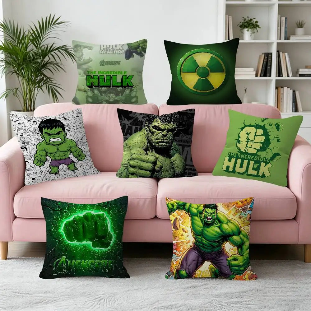 Housse de Coussin Hulk - Pose de Charge Fond Vert
