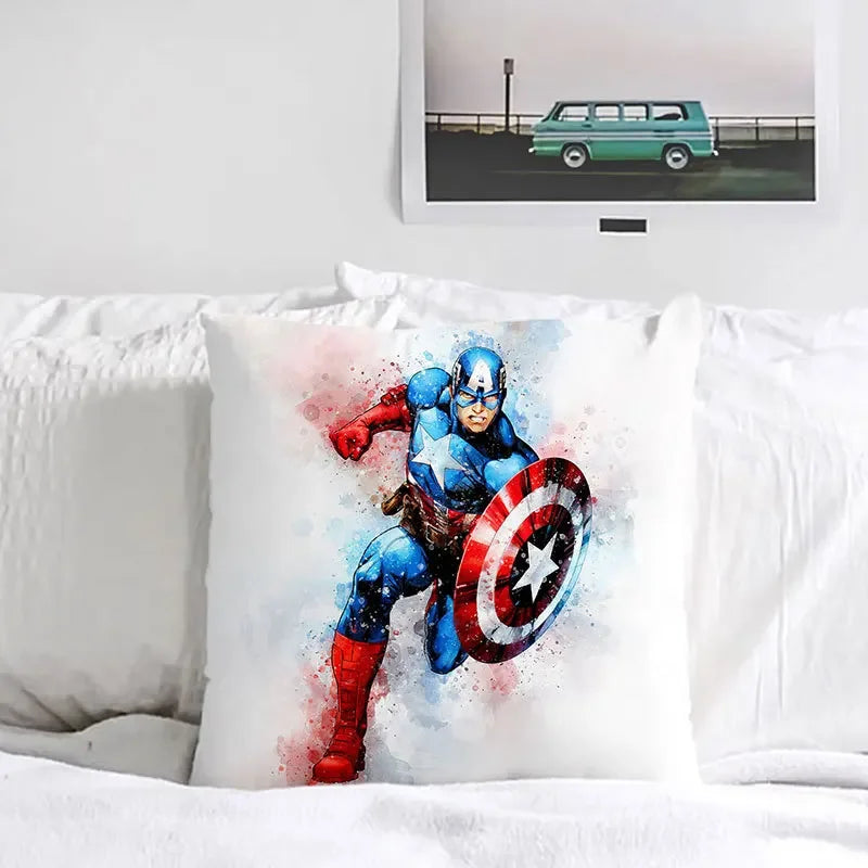 Housse de Coussin Captain America - Aquarelle Position de Combat