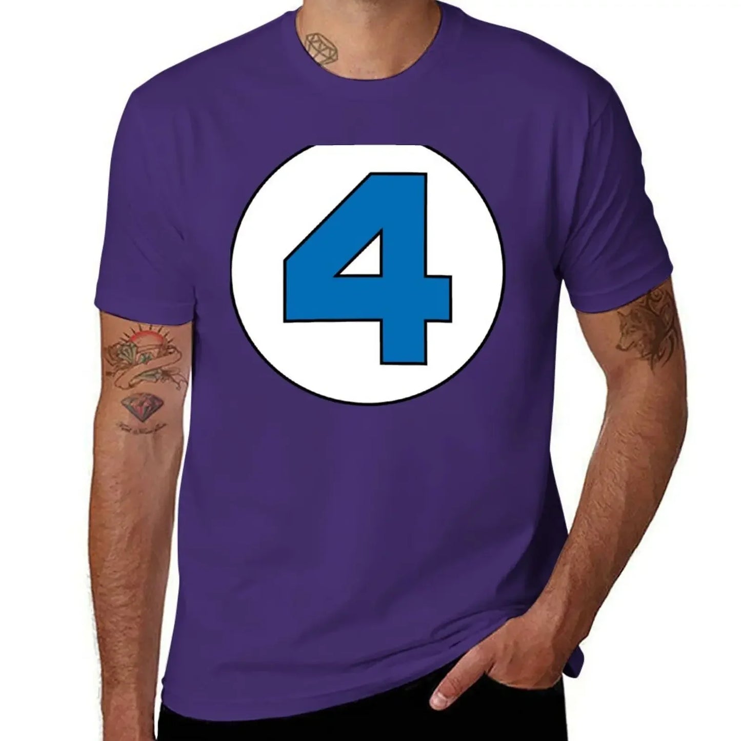 T-Shirt The Fantastic 4 - Logo Rond Noir Grande Taille