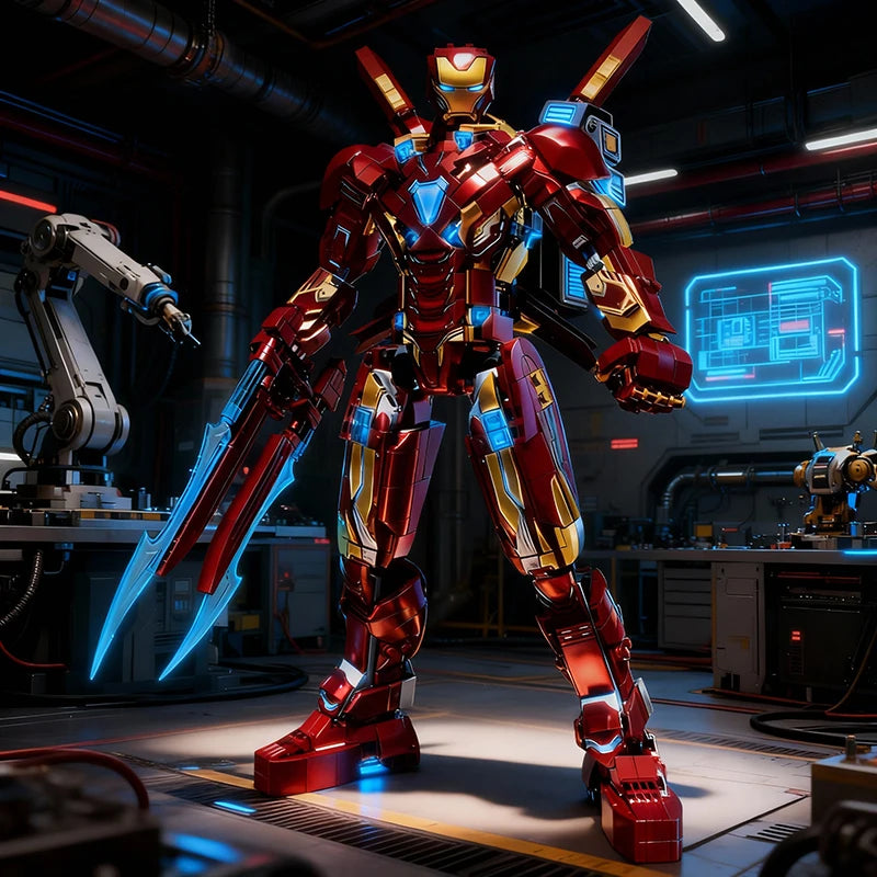 Set de construcción Iron Man MK50 Mecha - Hojas de Energía 1500+ Piezas