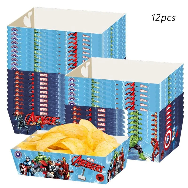 Barquette Carton Avengers - Vaisselle Jetable Frites Popcorn 12pcs