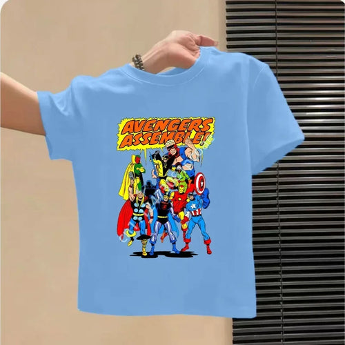 Camiseta Infantil Los Vengadores - Diseño Equipo Azul