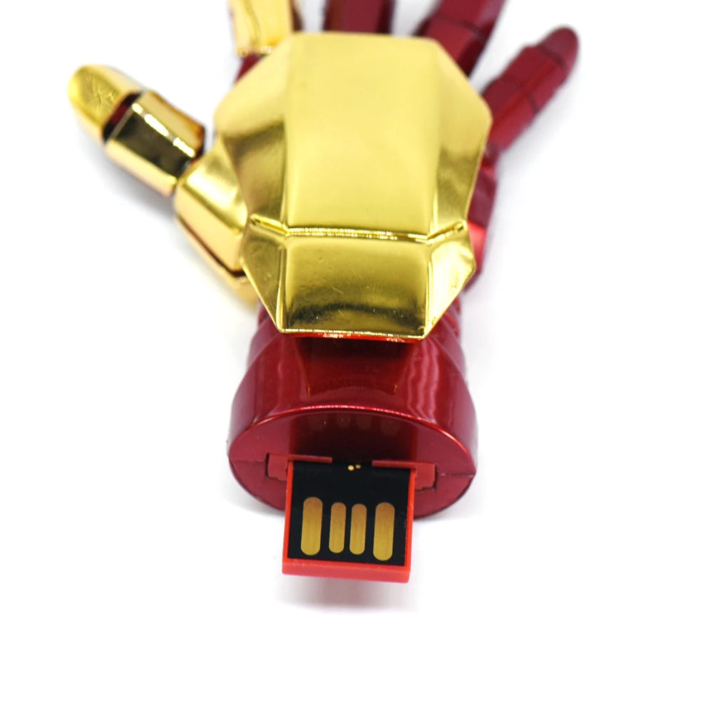 Chiavetta USB a forma di mano robotica di Iron Man - Rossa e dorata, da 4 a 512GB