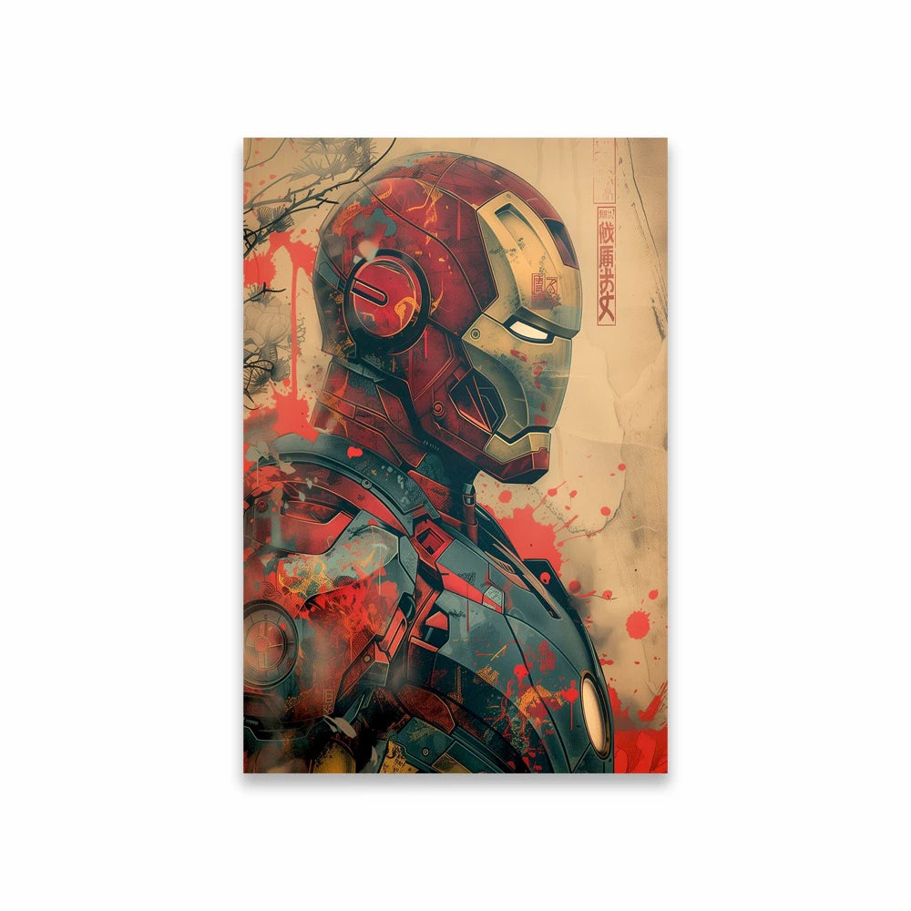 Póster Avengers Iron Man - Perfil Casco Salpicaduras Rojo