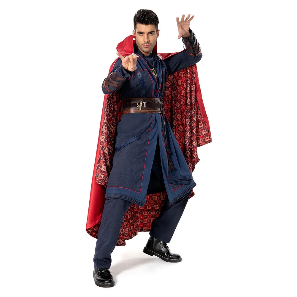 Déguisement Doctor Strange - Robe Bleue avec Cape de Lévitation et Perruque