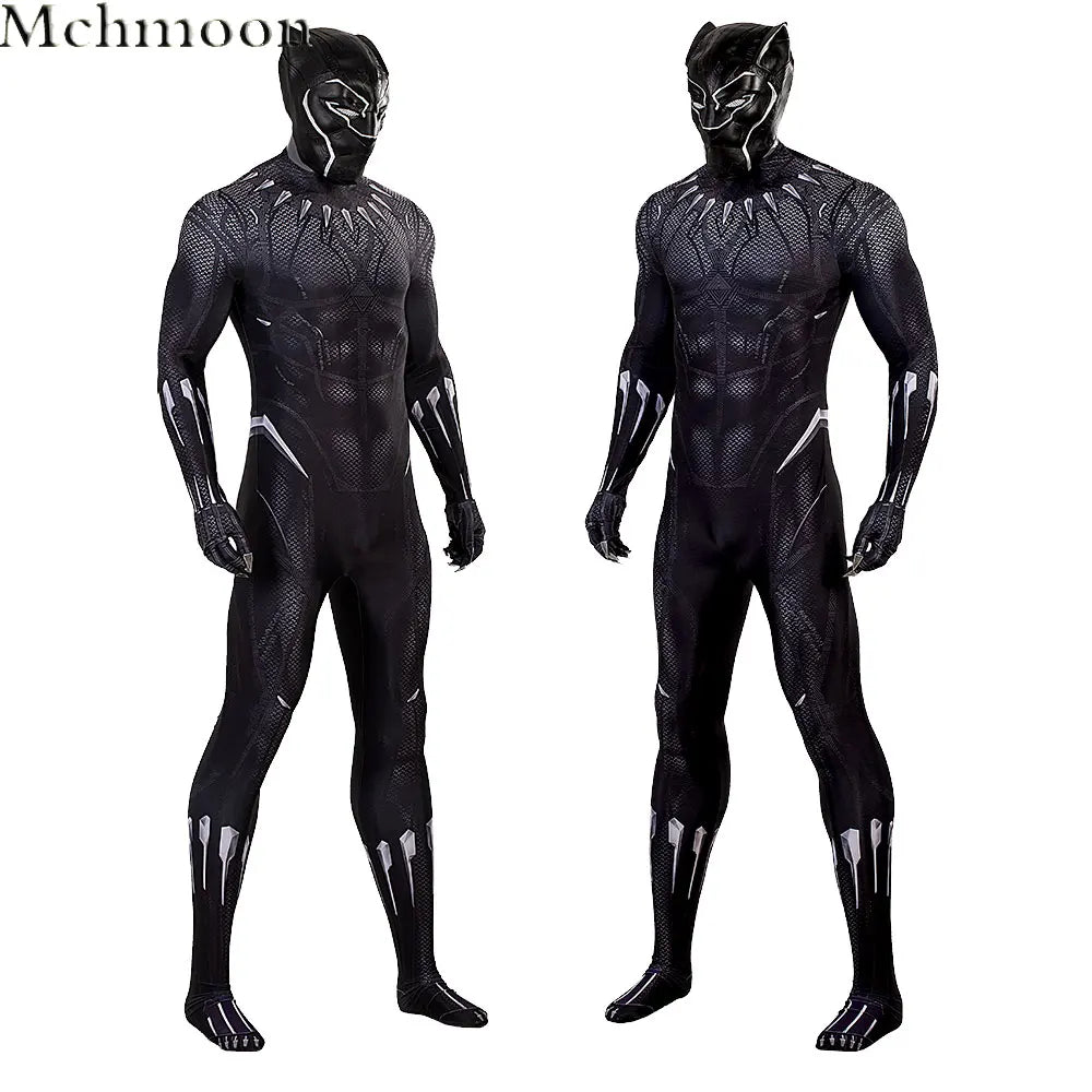 Déguisement Black Panther - Combinaison Noire Effet Vibranium avec Col Griffes