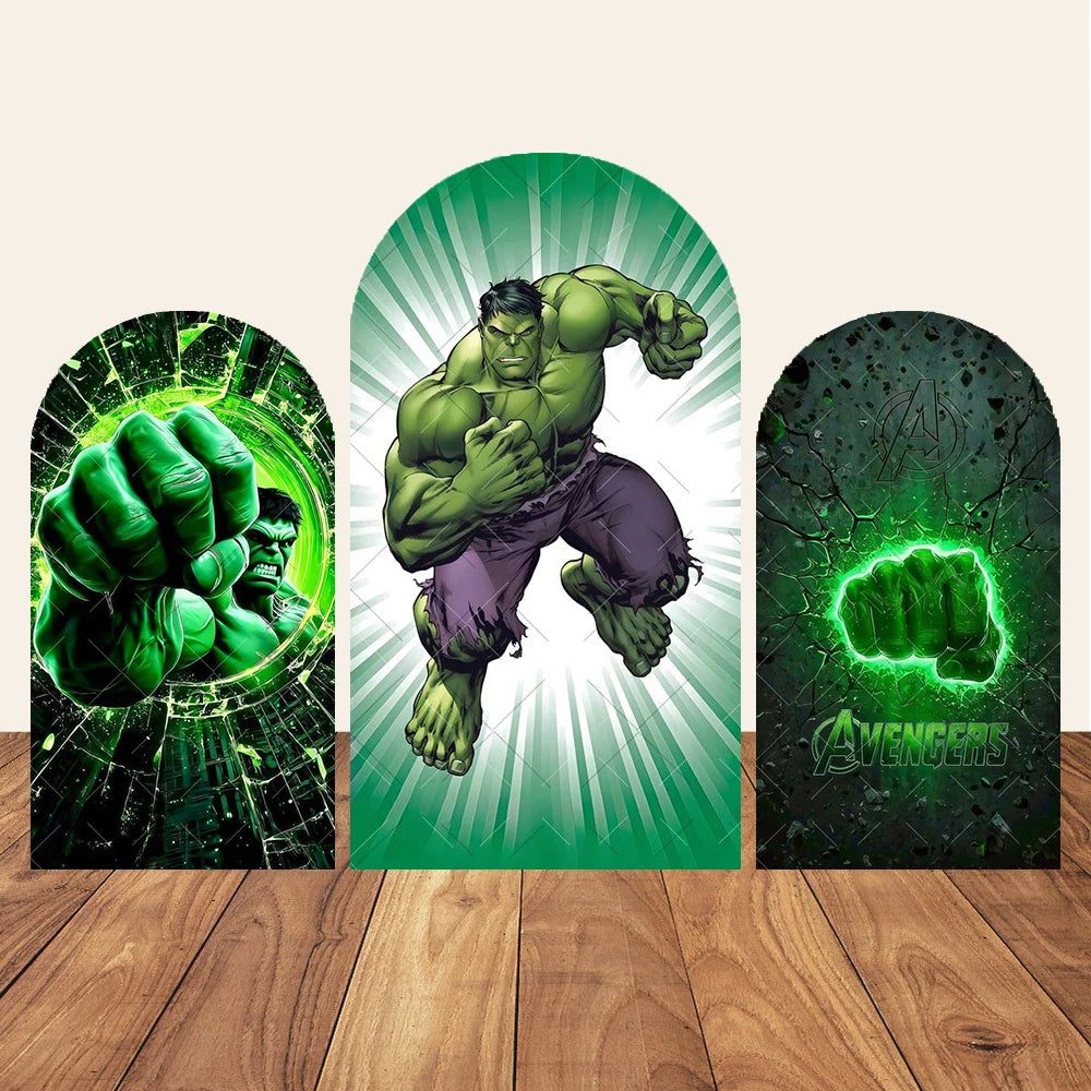 Fond de Fête Arche Avengers Hulk - Saut Fond Vert Uni