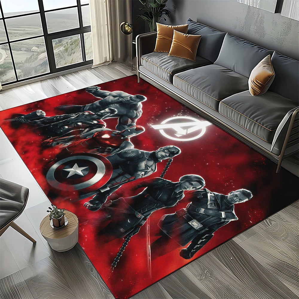 Tappeto Avengers 3D - Design Logo Squadra Rosso Scuro