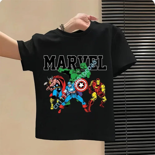 Camiseta Niño Los Vengadores Grupo Retro Cómics - Negro