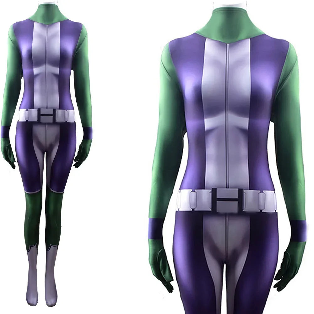 Déguisement She-Hulk - Combinaison Violette et Blanche