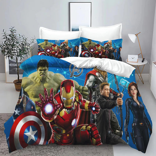 Housse de Couette Avengers - Groupe Fond Bleu Logo