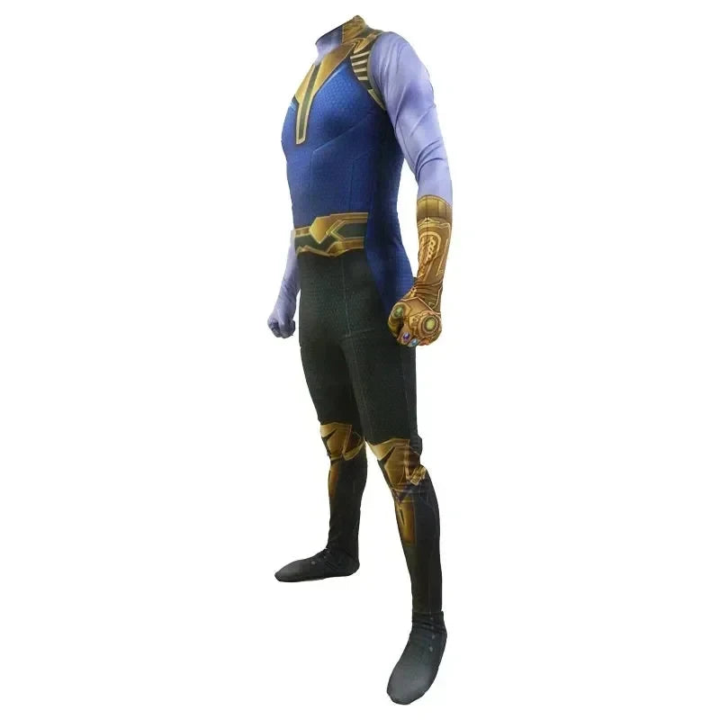 Déguisement Thanos - Combinaison Bleue et Dorée avec Gantelet