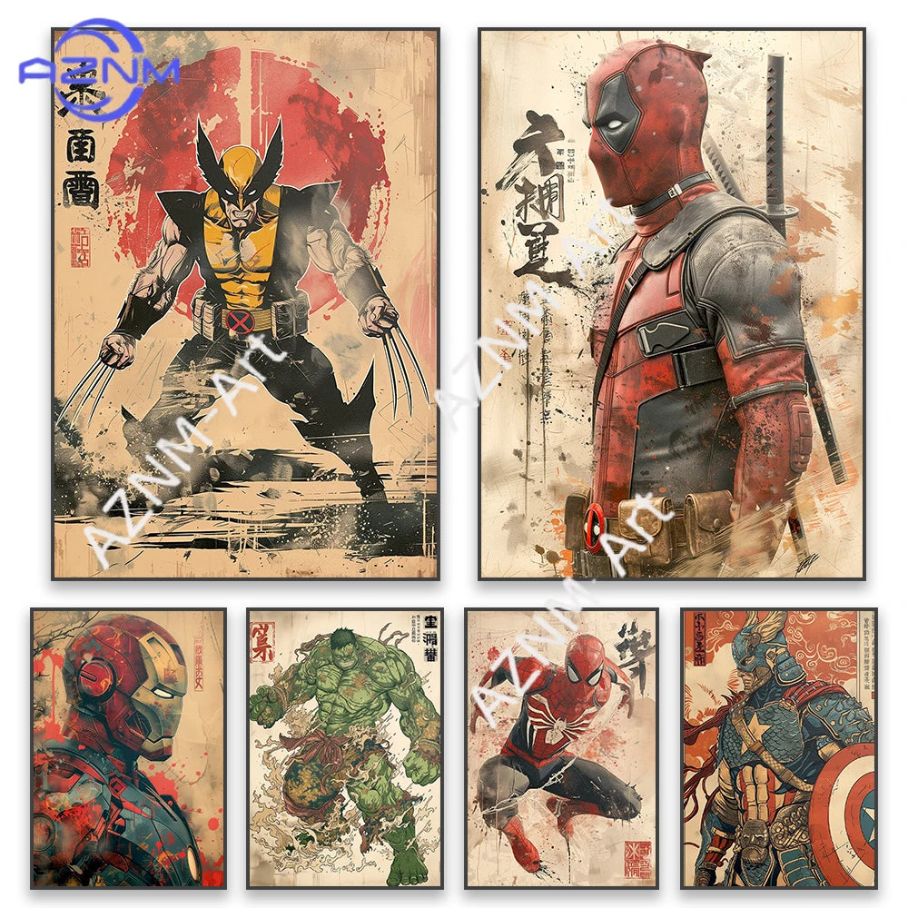 Poster Avengers Hulk - Style Japonais Vintage