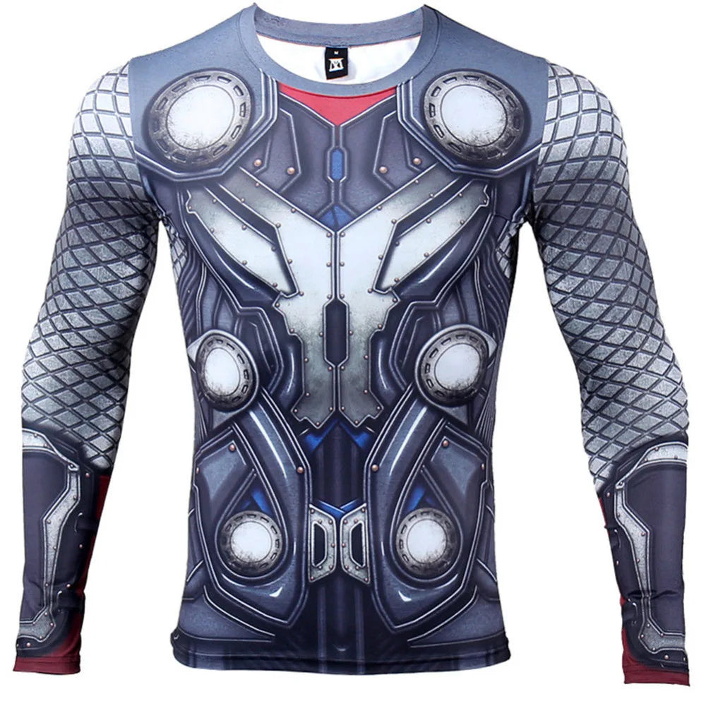 T-Shirt Avengers Thor 3D Compression - Manches Courtes Gris Bleuté