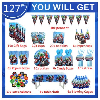 Decoración de Cumpleaños Avengers - Kit 127 Piezas