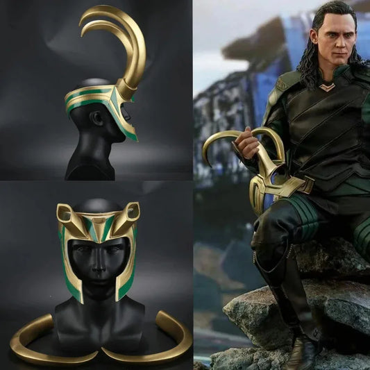 Casque Cosplay Loki - Cornes Dorées et Émeraude