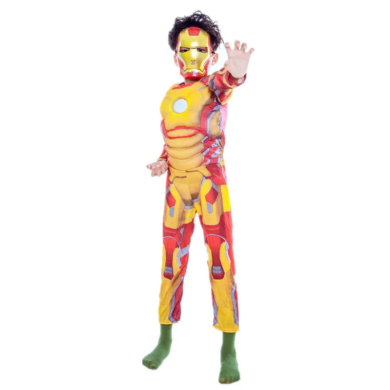 Costume Cosplay Enfant Iron Man - Combinaison Musclée Dorée