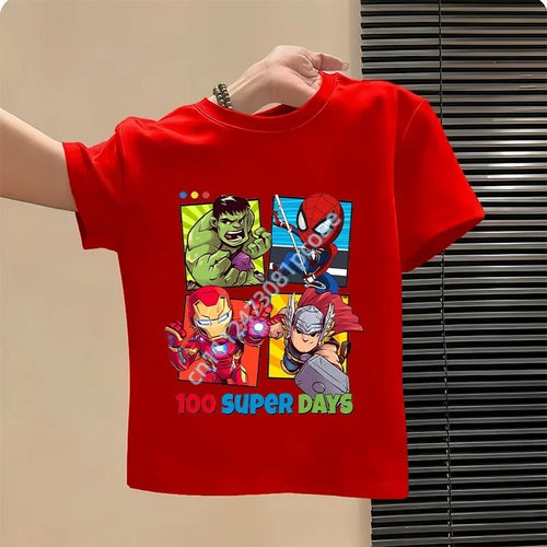 Camiseta Infantil Avengers 100 Super Days - Roja