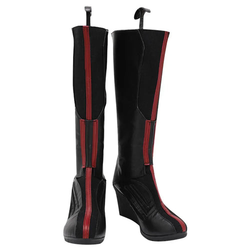 Bottes Scarlet Witch - Cuir Noir et Rouge Talon Compensé (Homme)