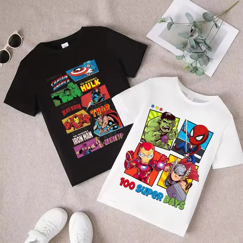 Camiseta Niño Los Vengadores Grupo Retro Cómics - Negro