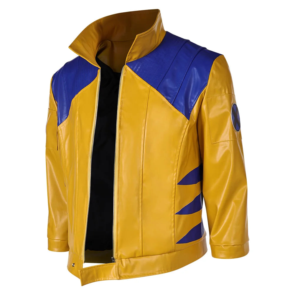 Déguisement Wolverine - Veste en Cuir Jaune et Bleue avec Griffes Métalliques
