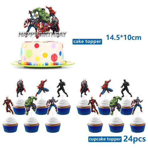 Decorazioni per compleanno Avengers - Toppers per torta x25